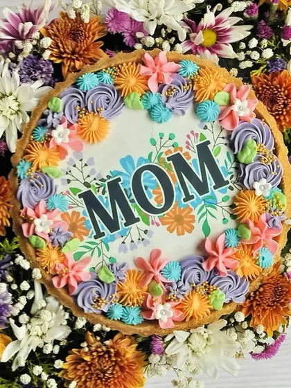 Another view of the stunning Mother's Day hamper, showing the 'Happy Mother's Day' tag and the lush floral arrangement.