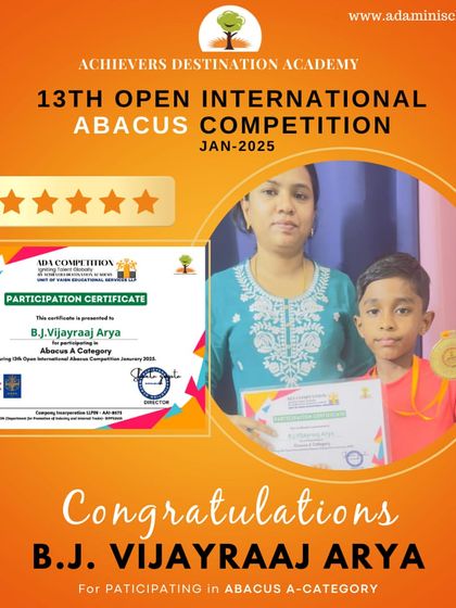 Achievers Destination Academy - Mental Math & Speed Calculation Our Star Achievers: Competition Winners & Graduates photo 16