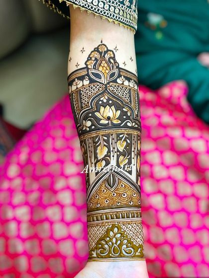 Another example of a 3D arm band, this one featuring intricate architectural details and leaf patterns.
