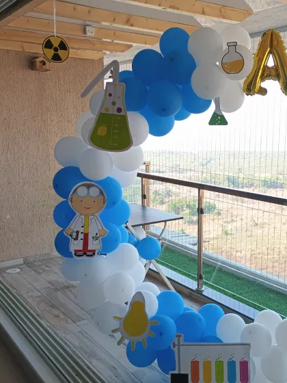 We can set up our decorations anywhere, including this beautiful balcony space.