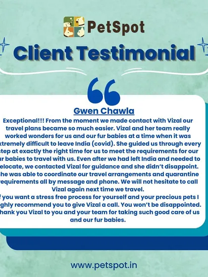 Another wonderful review from Gwen Chawla, highlighting the stress-free process we provide. I'm so thankful for clients who trust me with their fur babies time and again.