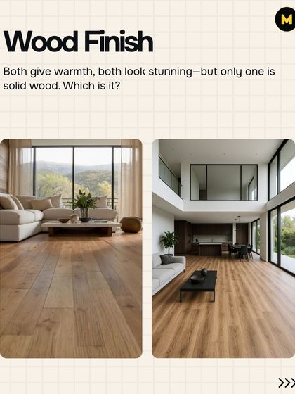 Both of these floors have the warmth of wood, but only one is solid hardwood. Can you guess which is the real wood and which is the engineered laminate?