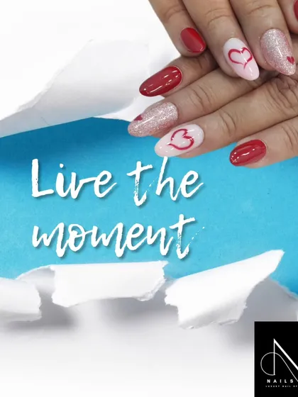 Live the moment. This cute heart-themed manicure is a simple reminder to find joy in the little things.