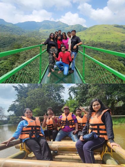 More fun from Wayanad, with the group on the glass bridge and enjoying a coracle ride.