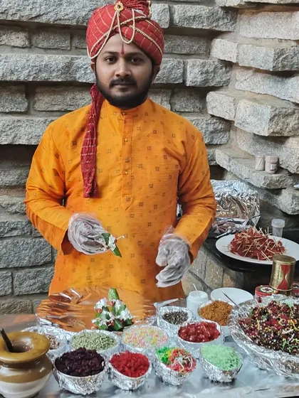 A glimpse of our traditional Paan station, a perfect end to a festive meal. We offer a variety of authentic mouth fresheners, prepared by our staff in traditional attire to add a cultural touch to your event.