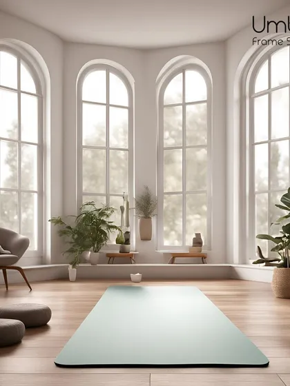 A dedicated yoga room with arched windows and plenty of open space, designed to be a sanctuary for practice and relaxation.