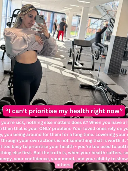 "I can't prioritize my health right now." You're not too busy; you're just used to putting everything else first. When your health suffers, so does your energy, your confidence, and your ability to show up for others.