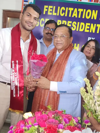 Receiving a felicitation from Mr. Adish Aggarwala, who also serves as President of the International Council of Jurists. This acknowledgment from the leadership of the bar reinforces my commitment to upholding the highest standards of the legal profession.