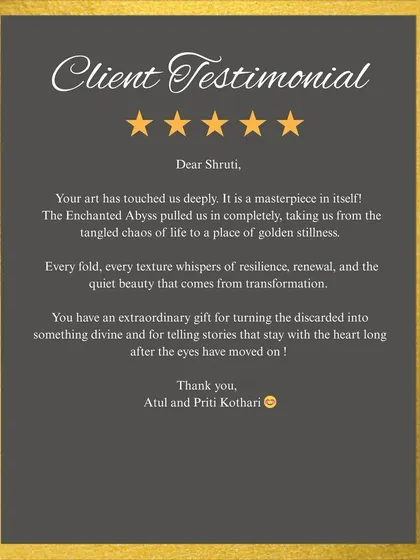 Another beautiful testimonial, this time for "The Enchanted Abyss." When my art becomes part of someone's life story, I know my purpose is fulfilled. Happy client, happy me.