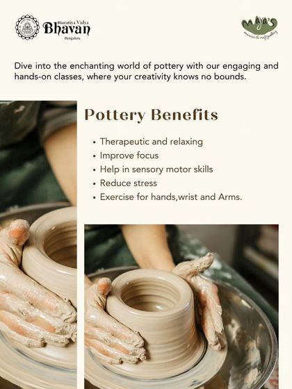 The benefits of pottery are endless! It's therapeutic, improves focus, and reduces stress.