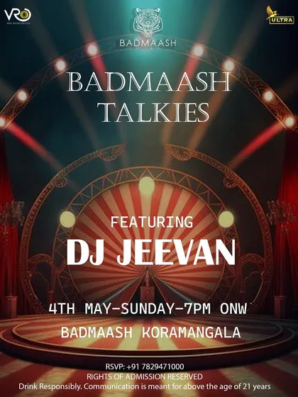 Another creative poster for my Sunday residency at Badmaash, featuring a circus theme to highlight the entertainment and fun.