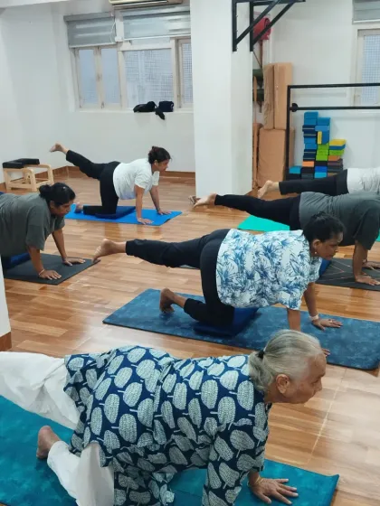 Another shot of our inspiring senior students, proving that yoga is a lifelong journey of health and wellness.