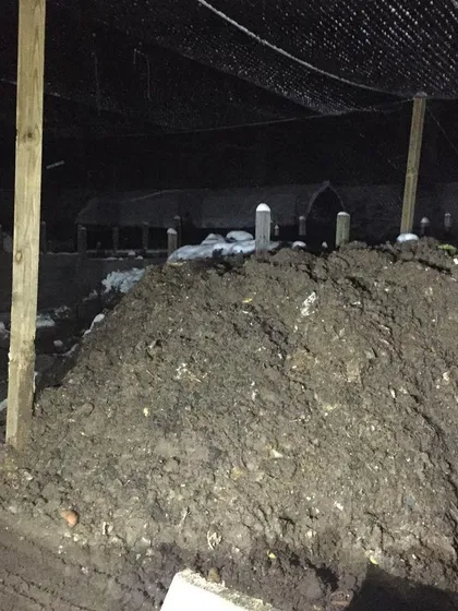 A view of the full compost bays at night. This image shows just how much material we handle and why we desperately need more land to operate properly.