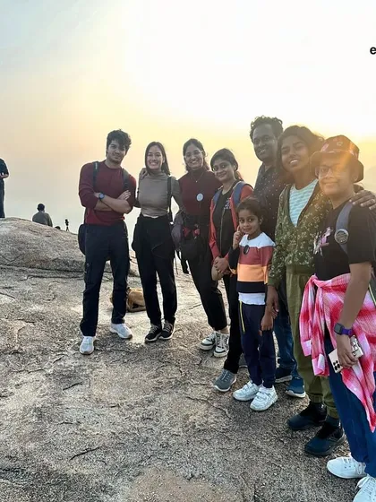 Another group photo from our Adiyogi trip, capturing the beautiful sunset.