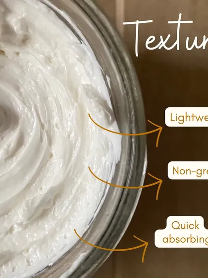 The texture of our Body Soufflé is lightweight, non-greasy, and quick-absorbing, making it perfect for every weather and skin type.