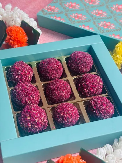 My Rose and Pistachio Truffles are a perfect example of fusion flavors. I blend rich, velvety white chocolate with the delicate taste of rose and the crunch of pistachio, creating an elegant treat for festive seasons like Diwali.