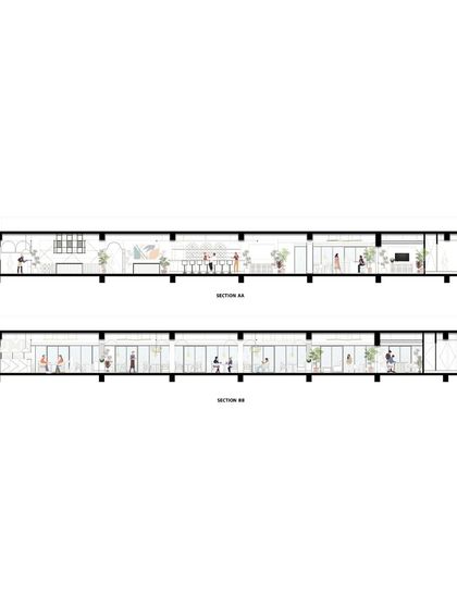 These section drawings of Citadines show how the design balances privacy and openness. The integration of open balconies provides visual relief and city views, enhancing the overall spatial experience for guests.