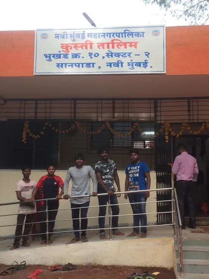 The entrance to our home: the Navi Mumbai Municipal Corporation Kusti Talim in Sanpada. This is where discipline meets tradition, and wrestlers are made.