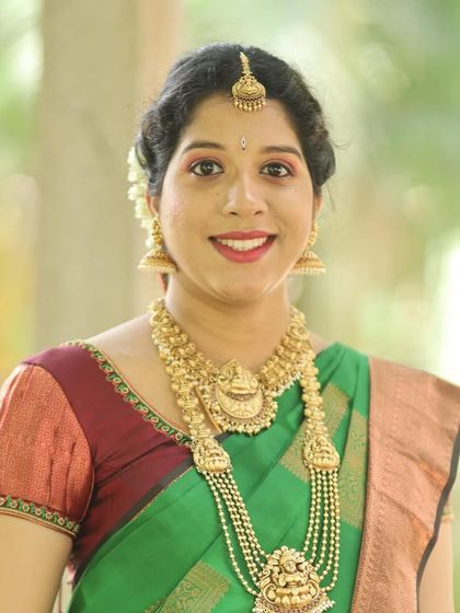Our client Dr. Shree Raksha looks elegant and professional in a classic temple jewellery set. A perfect choice for a formal family function.