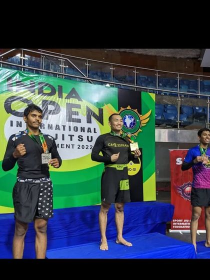 On the podium for the No-Gi division at the India Open International Jiu-Jitsu Tournament 2022, taking home the silver medal.