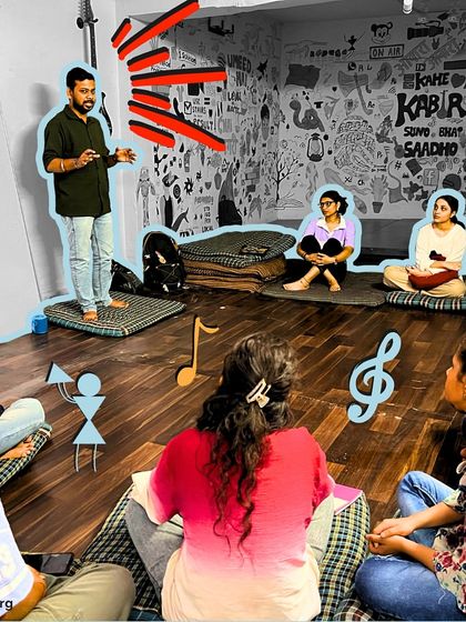 In our creative space, a fellow establishes the ground rules for a new session. This process is about building trust and creating a shared language, ensuring the room is a safe space for everyone to learn and grow.