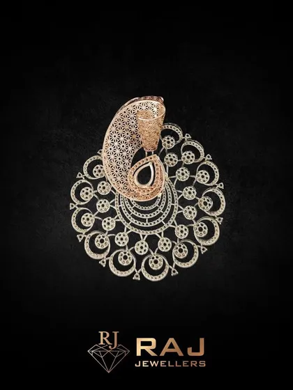 This large, circular pendant showcases a stunning paisley design with incredibly detailed filigree and CZ settings. It is a testament to our craftsmanship, blending traditional motifs with modern precision.