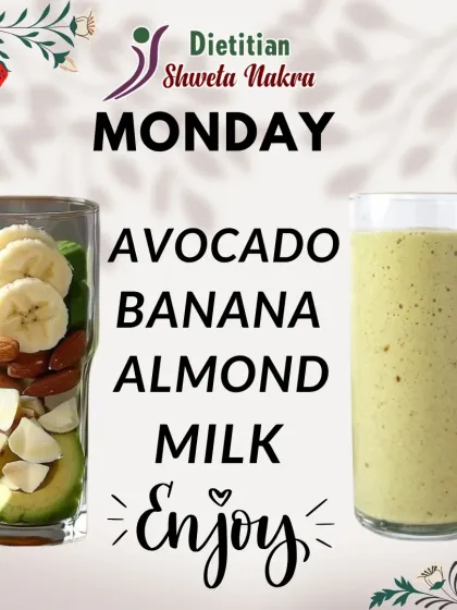 Start your week with this creamy and nutrient-dense smoothie. A simple blend of avocado, banana, almonds, and almond milk provides healthy fats and potassium to keep you energized.
