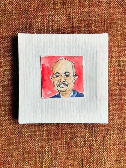 A tiny watercolour portrait of my brother-in-law, Rupesh. A small thank you for being a great example of strength and family commitment.