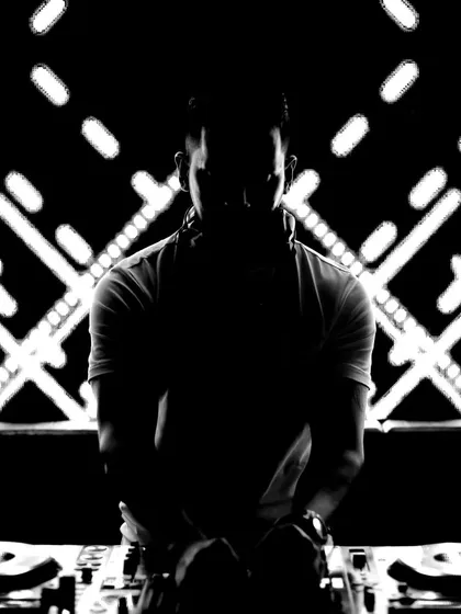 A silhouette of me at the console. In this moment, it's just me, the music, and the energy of the room. This is my happy space.