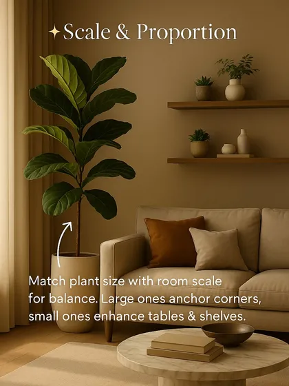 A complete guide to styling with indoor plants. Learn about achieving balance through scale and proportion, creating luxury by pairing textures, and using plants for zoning in open layouts.