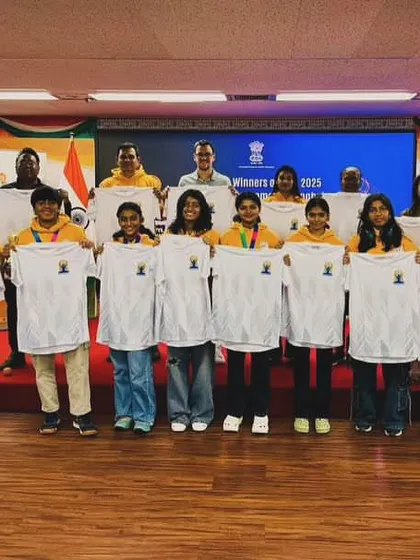 Our players proudly displaying the t-shirts gifted to them at the Indian Consulate, a wonderful memento from a memorable evening.