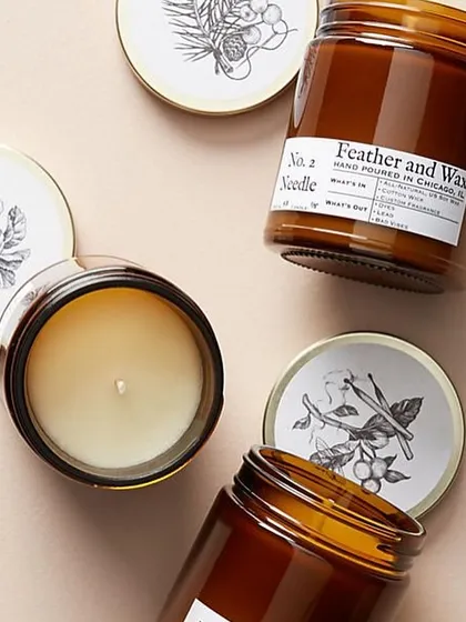 You can even customize the lids! These amber jars have beautifully illustrated lids, showing another way you can make my candles your own.