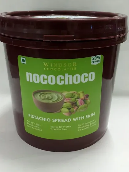 This is our famous Pistachio Spread, made with 45% real pistachios with their skin on for a richer flavor. We don't add any artificial colors, flavors, or preservatives, which makes it a popular choice for the viral Dubai kunafa chocolate.