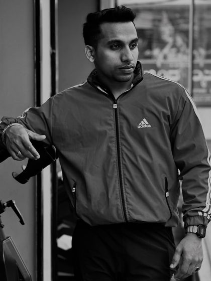 A classic black and white look. My commitment to fitness is reflected in every aspect of my life.