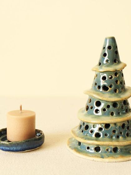 The Winter Wonderland luminary, ready to be lit. These pieces are designed to cast beautiful, dotted patterns of light in a dark room.