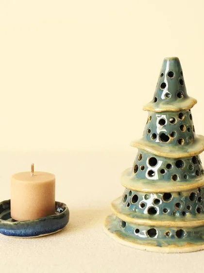The Winter Wonderland luminary, ready to be lit. These pieces are designed to cast beautiful, dotted patterns of light in a dark room.