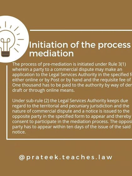 The mediation process is initiated by making an application to the Legal Services Authority. A notice is then issued to the other party to seek their consent.