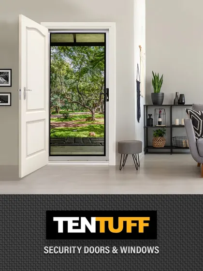 The Hinged Security Door is a classic and versatile solution for any entryway. Pictured here, it offers a clear view outside while maintaining a strong security barrier. It’s an ideal way to let in light and air, secure in the knowledge that your home is protected.