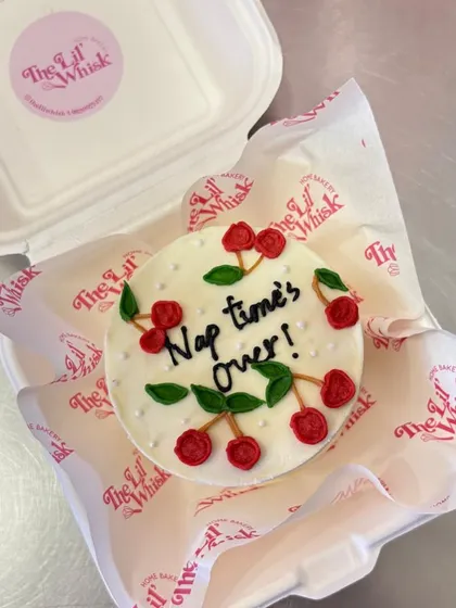 We were so excited to see our cherry-themed "Nap time's over!" bento cake enjoyed by the lovely Masoom Minawala.
