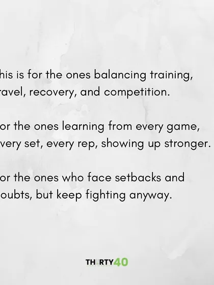 For the ones balancing training, travel, recovery, and competition. For the ones who face setbacks but keep fighting. This is for you.