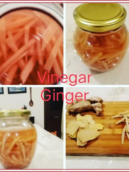 Our Vinegar Ginger pickle, also known as 'sirke wala adrak'. It's a simple yet flavourful pickle that is often served in restaurants and is great for your gut.