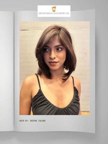 This chic hair makeover features textured layers and a rich brown color with subtle highlights. It's a modern, stylish cut that redefines volume and dimension.