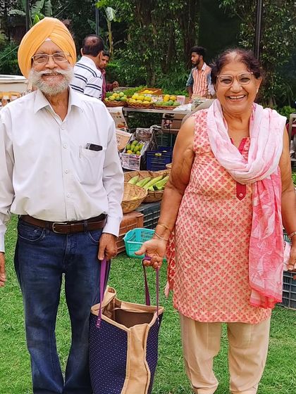 A heartfelt post about a couple's enthusiasm at the market, highlighting the love for food and community.