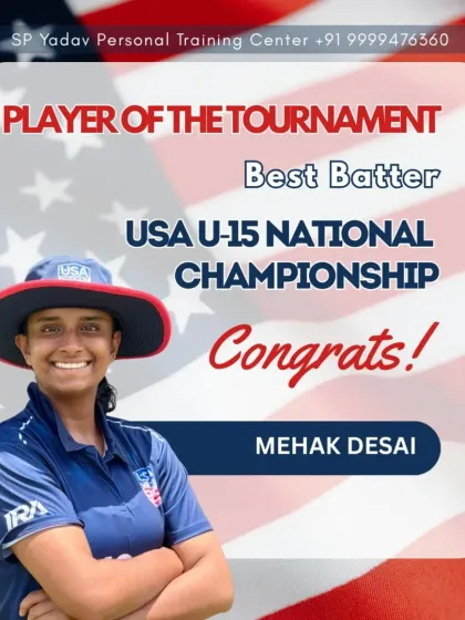 I am incredibly proud of my student, Mehak Desai, for being named both the Best Batter and the Player of the Tournament at the U-15 USA Cricket National Championship. Her hard work and dedication are an inspiration.