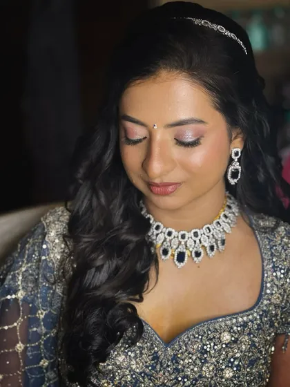 An eyes-closed shot to highlight the beautiful eyeshadow blend.