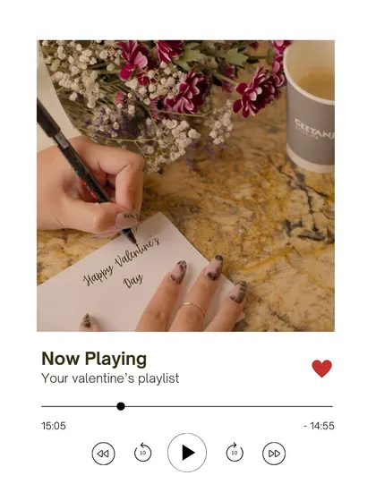 Setting the mood for love. This shot captures the whole Valentine's vibe, from the fresh flowers and coffee to the perfectly themed nails, ready to write a love note.