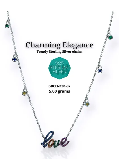 Spread the love with this "Love" pendant necklace. Made from 92.5 sterling silver, this delicate chain and pendant are embellished with a rainbow of colorful stones.