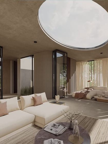 This dining area in our Vagator Villas project features a custom-designed table and chairs, with a focus on natural materials and earthy tones. The space opens onto a private patio, blurring the lines between indoor and outdoor dining.