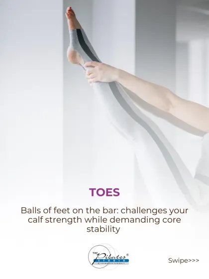 Placing the balls of your feet on the bar challenges your calf strength and endurance. More importantly, it demands immense core stability to keep your pelvis and spine neutral throughout the movement.