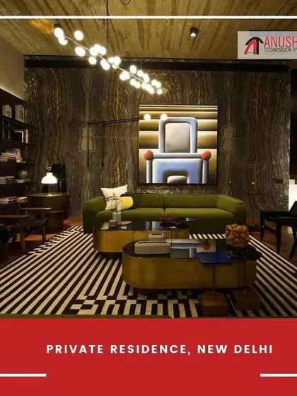 A glimpse into a private residence project in New Delhi. The automation system here offers the homeowners convenience, energy efficiency, and security, with customized lighting scenes that enhance the unique art and architecture.